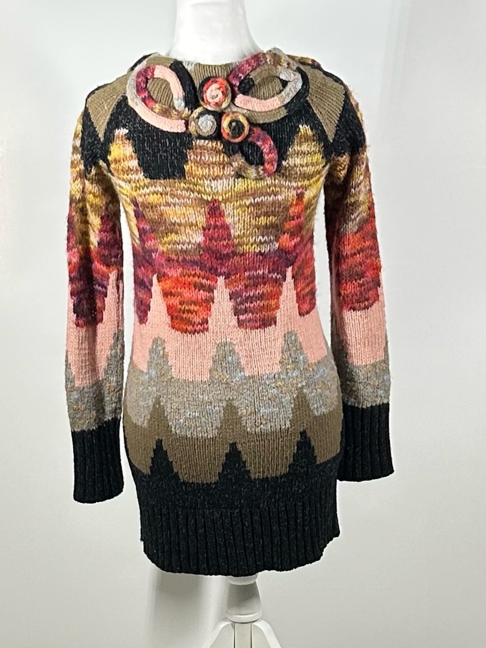 Anthropologie Sleeping on Snow Loops & Angles Wool Knit Sweater Coat XS - Picture 10 of 15